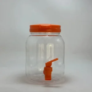 2.5L Orange Plastic Beverage Dispenser with Spigot Clear Summer Kitchen Fridge Drink Dispenser