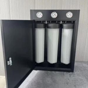 20 Big Blue Whole House Water Filter 3 Stage Enclosure Powder Coated UV Rainwater Tank Filtration with Triple Pressure Gauges
