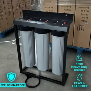 20-Inch 3-Stage Whole House Water Filter System with Pressure Gauge for Residential Use