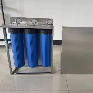 20-Inch Big Blue 3-Stage Whole-House Water Filter System with Grade 304 Stainless Steel Cabinet for Well Water