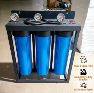 20 Inch Big Blue 3 Stage Whole House Water Filter System with Pressure Gauge High Flow Residential Home Water Purifier Units