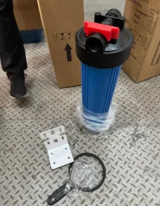 20-Inch Big Blue Filter Housing with Brass Thread, Pressure Release Button, and Pressure Gauge