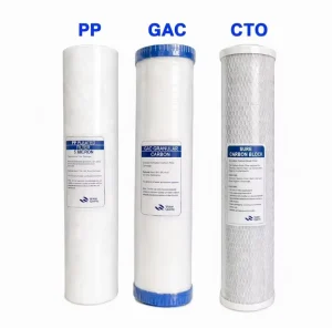 20 Inch Big Blue Water Filter Cartridge Set PP Sediment CTO Carbon Block GAC Whole House Replacement 4.5 OD 3 Pack