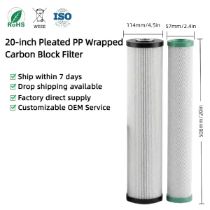 20 Inch PP Cotton Filter Cartridge Universal Replacement Sediment Prefilter for Household Hotel RV Outdoor Use