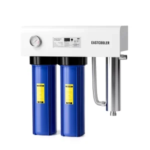 20 Inch Plastic Triple Shower Tap Water Filter Blue Whole House Outdoor Use Manual UV Filter