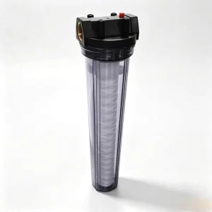 20 Inch Transparent Water Filter Housing Black Top Brass Port Pressure Release Valve Whole House Pre Filter Bottle