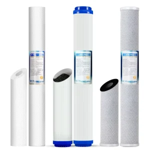 20 Inch Water Filter Cartridge Set PP Sediment 1/5 Micron UDF GAC and CTO Carbon Block for Whole House Systems
