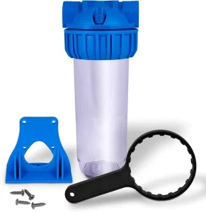 20 Inch Water Filter Housing with Pressure Gauge Slimline Design Compatible with Standard Cartridges