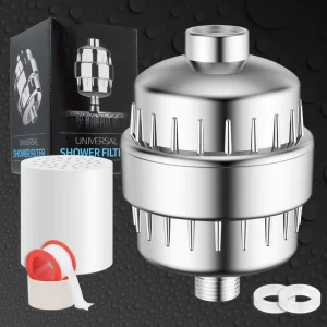 20-Stage 15-Level Stainless Steel ABS Plastic Electroplated Showerhead Filter Set Single Water Outlet for Scale Chlorine