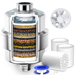 20 Stage Polished Chrome High Output Water Filter Shower Head Modern Hotel Use Wall Mounting Bathroom Faucet Accessory