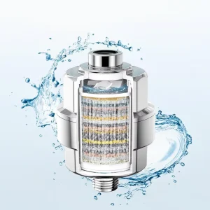 20-Stage Shower Head Filter for Hard Water Polished Chrome Shower Water Filter to Remove Chlorine Fluoride