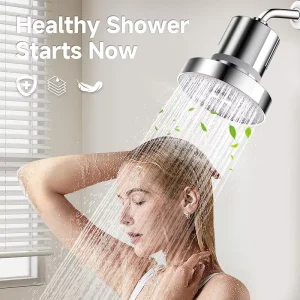 20 Stage Showerhead Filter with KDF Activated Carbon Ultrafiltration High Flow ABS Water Softener Purifier for Home
