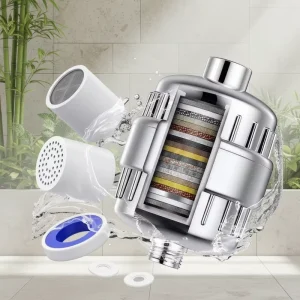 20-States Advanced Technology Multi-Stage Filtration Shower Filter With 1 Cartridge For Hard Water Remove Chlorine And Skincare