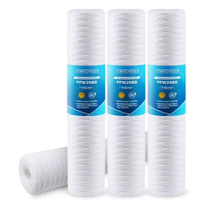 20 X 4.5 Inch Whole House Water Filter Replacement 20 Micron Spun Bonded PP Sediment Water Filter Cartridge for Big Jumbo Blue