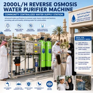 2000 L/h Water Filter System with Pressure Vessels Industrial Reverse Osmosis Water Treatment Machine