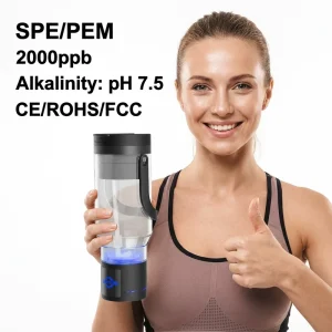 2000PPB Hydrogen Water Bottle SPE PEM Technology Alkaline pH 7.5 Portable Hydrogen Water Generator Ionizer H2 Cup