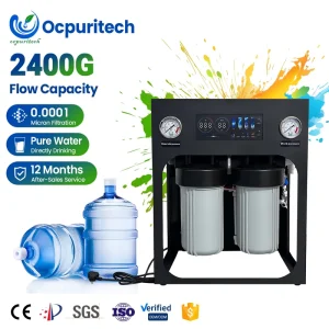 2400 GPD Electric Plastic Tankless Reverse Osmosis Water Purification System Self-Cleaning 3-Stage Filtration for Hotel and Household