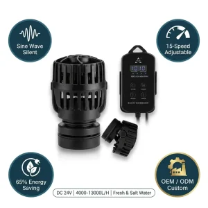 24V DC Wave Maker Set with Controller 15-Speed Adjustable Submersible Circulation Pump for Saltwater