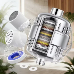 25 States Advanced Technology Multi Stage Filtration Shower Filter with 1 Cartridge for Hard Water Remove Chlorine and Skincare