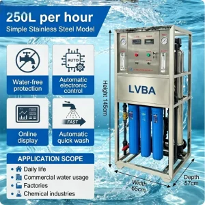 250LPH Plant Reverse Osmosis Drinking Water Treatment System with Pump RO Pure Water Filter System for Home Use