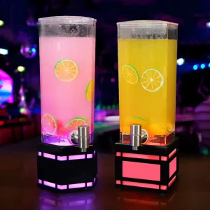 2L 3L Colorful LED Beer Tower Dispenser with Acrylic Metal Construction for Cold Beverages