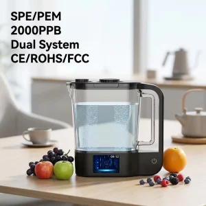 2L Hydrogen Water Pitcher 2000PPB SPE PEM Dual System Double Electrolytic Cells Hydrogen Water Kettle Manufacturer