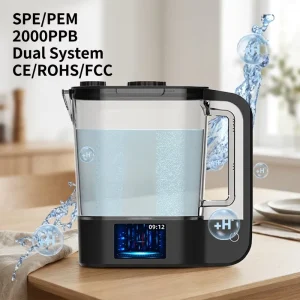 2L Portable Hydrogen Water Kettle 2000PPB SPE PEM Dual Cell Hydrogen Water Generator