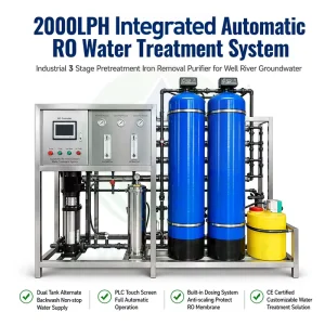 2T H RO System Dual Pretreatment Tanks Reverse Osmosis Plant 24H Continuous Water Supply for Industrial Well Water Treatment