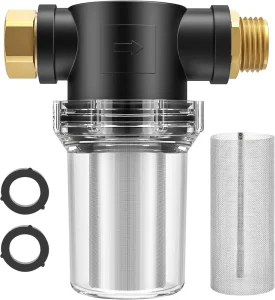 3 4″ Garden Hose Water Filter Pressure Washer Inlet for RV Camping Car Wash Water Hose (with 100 40 Mesh Screen 2 O Ring)