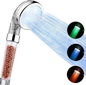 3 Function High Pressure Water Saving Handheld Shower Head with LED Light Bathroom Spa Filter Shower