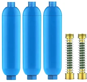 3 RV Inline Water Filters with 2 Hose Protectors for Chlorine and Bad Taste Removal, NSF Certified
