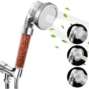 3 Spray Mode and Stop Button High Pressure Hand Held Ionic Filter Shower Heads with Beads for Hard Water