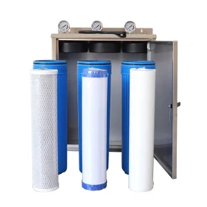 3-Stage 20-Inch Steel Frame Reverse Osmosis Water Filter System for Whole-House Use with Pressure Gauge