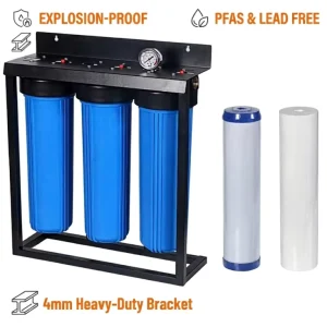 3-Stage 20-Inch Whole House Water Filtration System Reinforced Leak-Proof Housing for High-Pressure Water