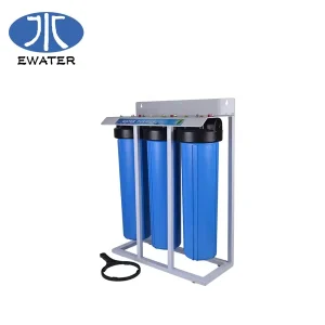 3 Stage 4.5 x 20 Inch Big Blue Cartridge Water Filter Housing Wall Mount with Support