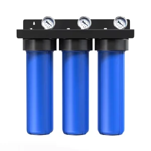 3-Stage Big Blue 20 x 4.5 Inch Water Filtration System with PP, UDF, and CTO Filters