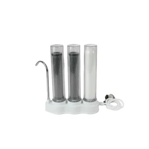 3-Stage Manual Wall-Mounted Under-Sink Water Filter Transparent Plastic Removes Sand Rust Odor for Household Kitchen