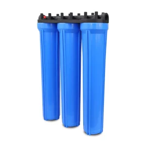 3-Stage Manual Whole House Water Filtration System 20-Inch Big Blue Sediment and Carbon Block Filters for Household Outdoor Use
