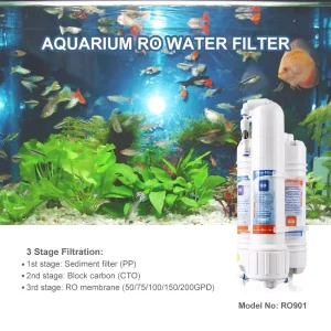 3-Stage Portable Aquarium Reverse Osmosis Water Filter System for Fish Tanks, 75 GPD