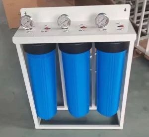 3 Stage Water Filter System with 20*4.5 Inch Plastic Big Blue with Frame Jumbo Water Filters Pre Filtration System