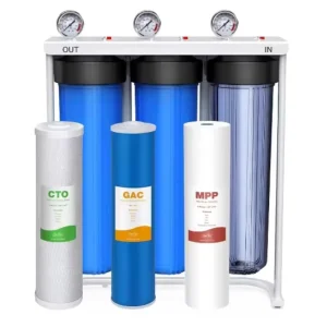 3 Stage Whole House Water Filter System 20×4.5 Inch with Prefilter & KDF Sediment Carbon Filters