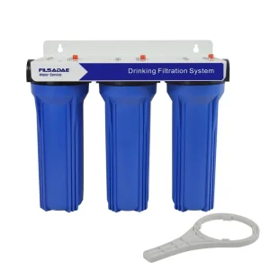 3-Stage Whole-House Water Filtration System Blue 3/4 in Port with Sediment PP and Activated Carbon Filters