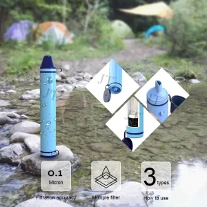 3-in-1 Outdoor Water Filter Straw for Camping Hiking and Ultrafiltration