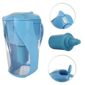 3.5L Portable Blue Alkaline Water Filter Pitcher with High pH+9.5 and Low ORP -300mv