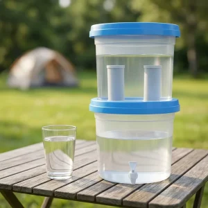 3.7Gal Portable Gravity Fed Outdoor Household Water Purifier Bucket Manual Ceramic Filter Purification System