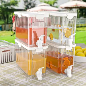 3.9L Plastic Drink Dispenser with Manual Tap for Refrigerator Storage
