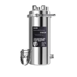 304 Stainless Steel 10/20 Inch Big Fat Filter Bottle High Flow Commercial Tap Water Whole House Water Purifier Pre Installation