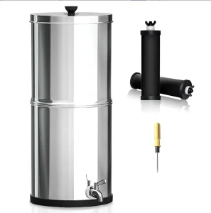 304 Stainless Steel 2.25 Gallon Gravity Water Filter System with Activated Carbon Filter