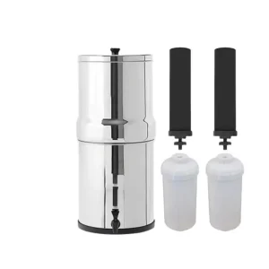 304 Stainless Steel 3-Gallon Gravity Water Filter System with Activated Carbon Filter