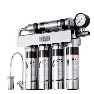 304 Stainless Steel 5 Stage Under-Sink UF Water Purifier with Pressure Gauge and Tap